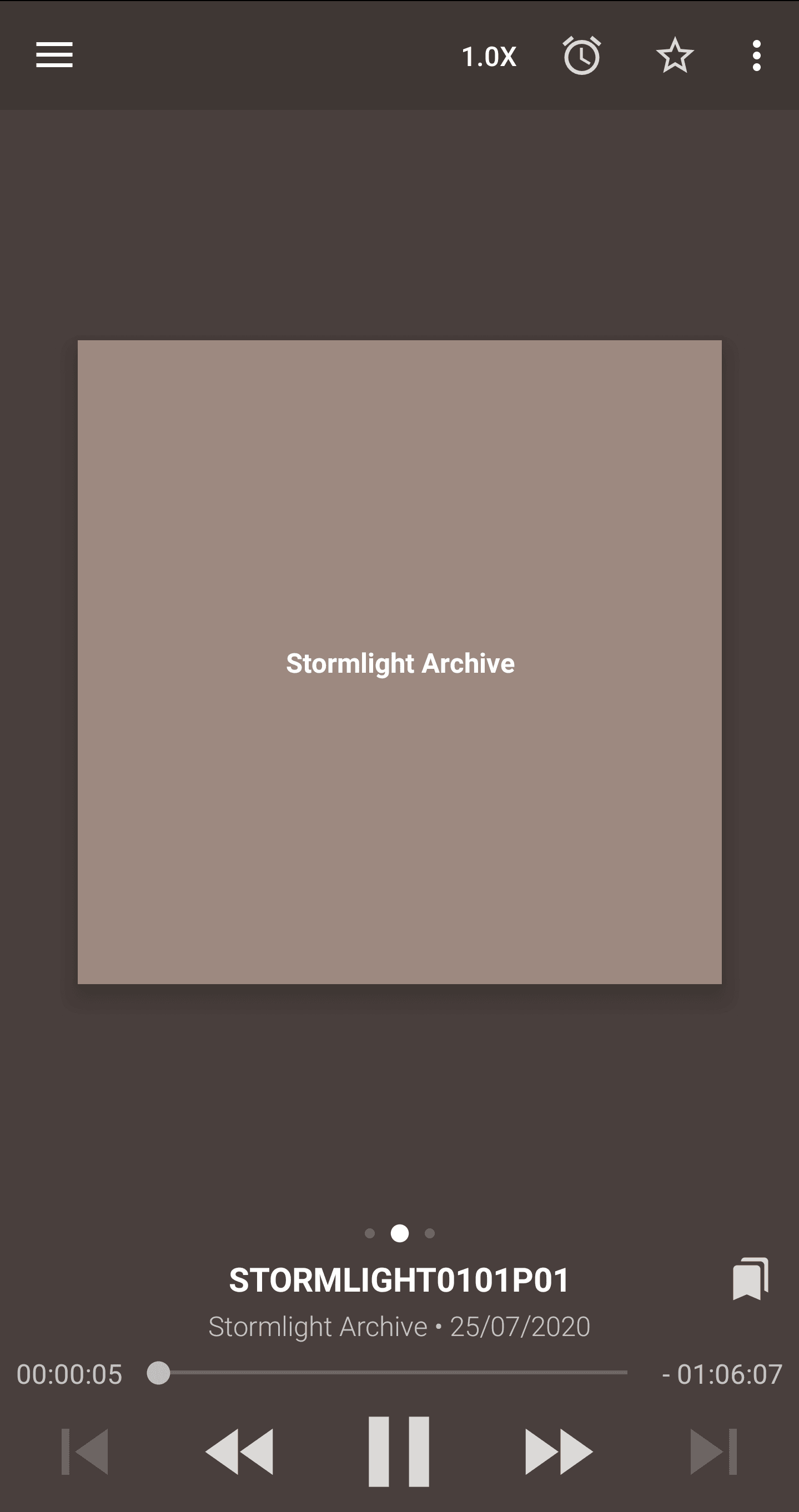 Stormlight Archive playing in Podcast Addict